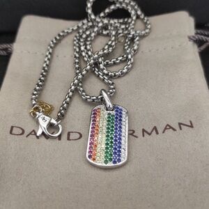 David Yurman Silver Necklace with Rainbow Pendant